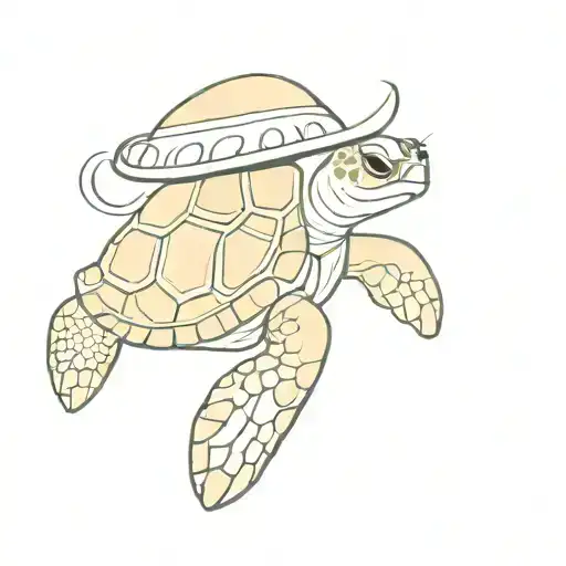 Sea Turtle Wearing A Sombrero De Paja