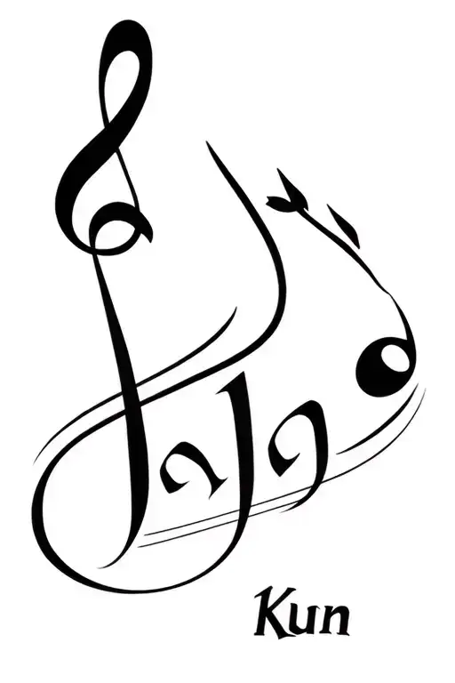 Music Symbol With A Kathak Ghungroo And The Arabic Word Kun Mixed Together