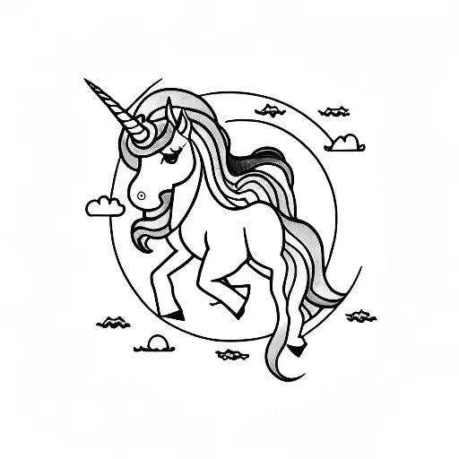 Unicorn Shadow In Front Of A Purple Full Moon