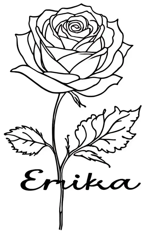 Fineline Rose With Name Erika