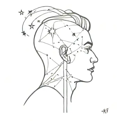 Half Headed Man With Galaxy Filled With Stars