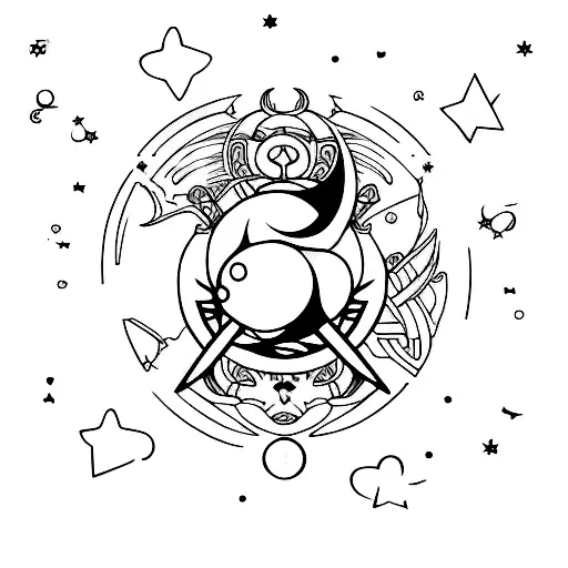 Sailor Moon Theme Simple Tramp Stamp With Upside-down Black Crescent Moon In The Center