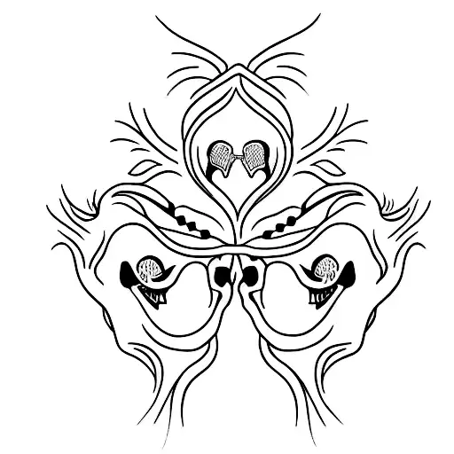 A Minimalist Tattoo Of A Pair Of Lips With Skull