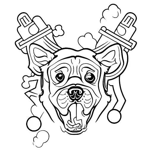 Dog In Back Of Pickup Truck Outline