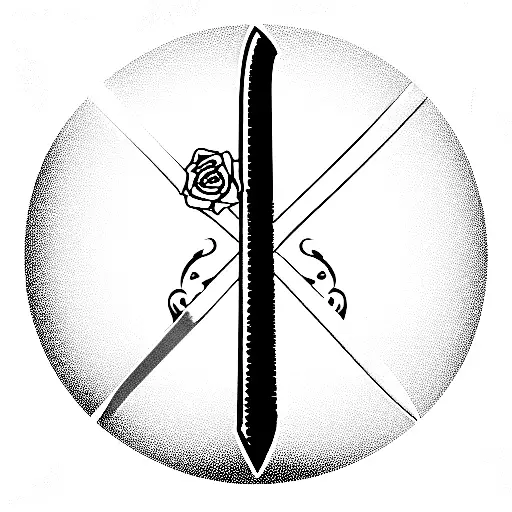 Sword With Barcelona Symbol In Handle And Roses