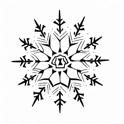 Rounded Tattoo Half Snowflake And Half Mountain
