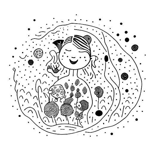 A Joyful Person Surrounded By A Chaotic And Colorful Nature Scene