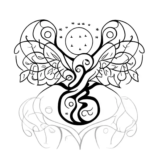 A Tree Of Life With Angel Wings