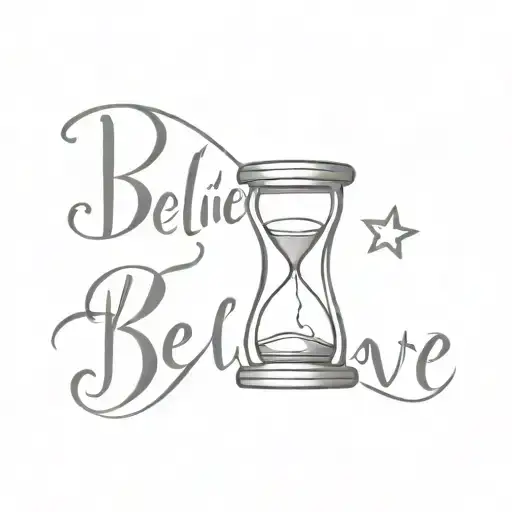 Believe Written And Hourglass