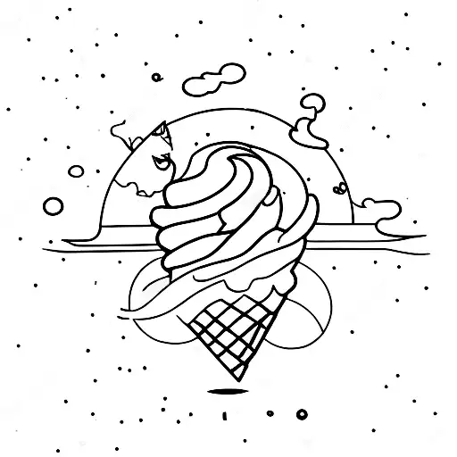 Single Line Tattoo Ice Cream