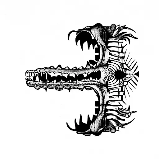 Crocodile Skeleton Inside Of An Old Glass Bottle