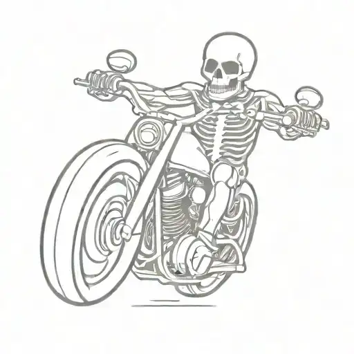Skeleton Driving Motorcycle Tattoo Design