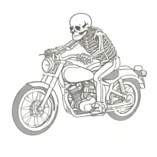 Skeleton Driving Motorcycle Tattoo Design