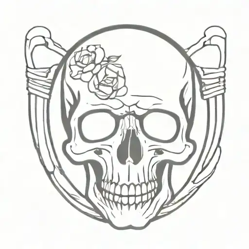 Skull In Between Two Black Bands That Read Memento Mori
