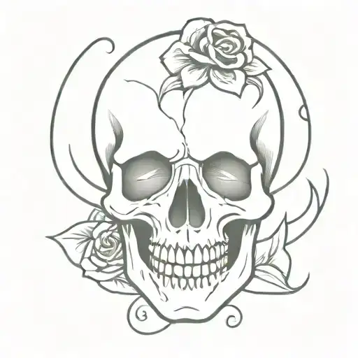 A Flash Tattoo Design Incorporating Elements Of A Skull
