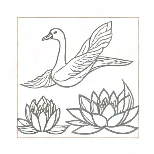 Goose Over Water Lily