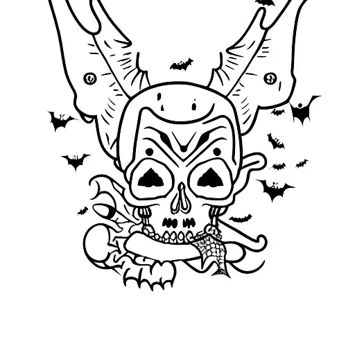 Cute But Spooky Halloween Tattoo That Is 2 Inches Wide And 3 Inches Long