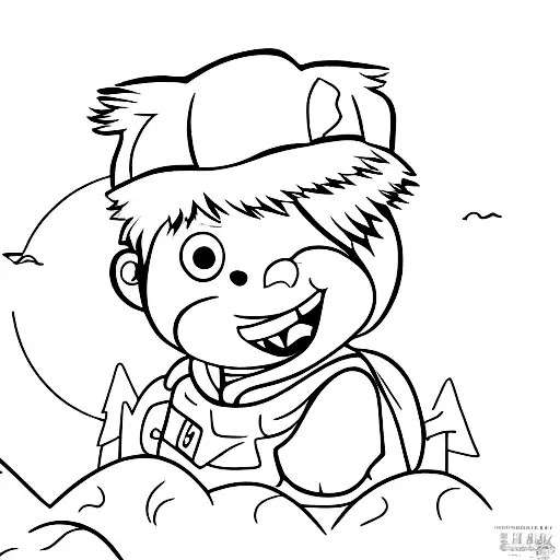 A Baby Looking At A Wolf In Their Yard And The Landscape Is A Mountain