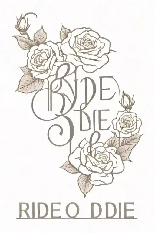 Ride Or Die Lettering Surrounded By Roses