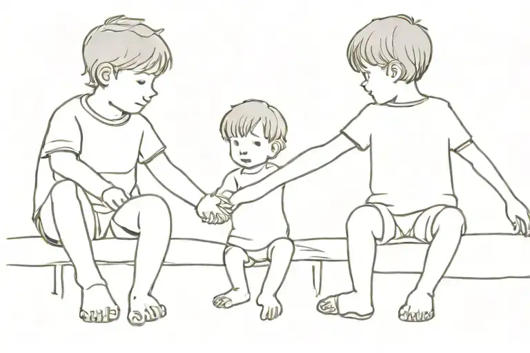 Little Boys Sitting And Holding Hands
