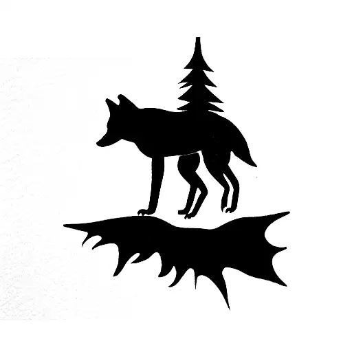 Wolf In The Forest Crows In The Sky