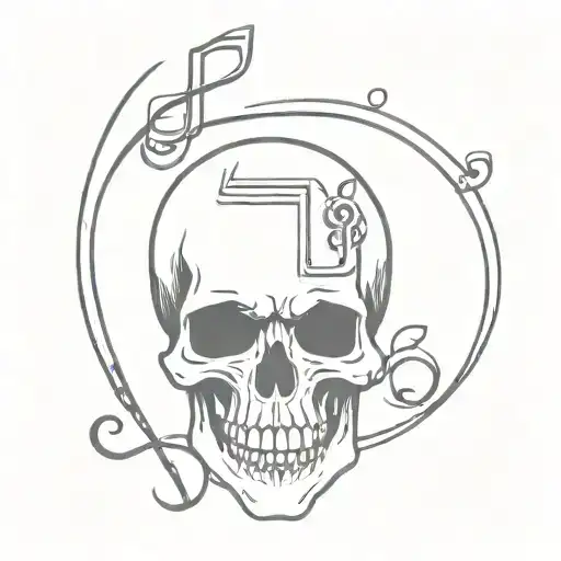 Skull In Music Note Formed