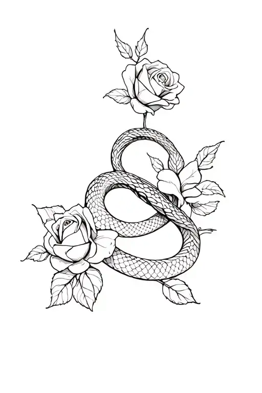 Snake Through Roses Intertwined