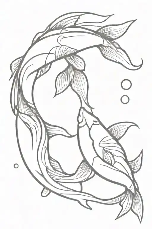 Yin And Yang Koi Fish With Sun