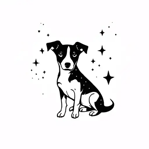 Dog Tattoo With Sky Full Of Stars