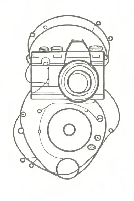 Camera Lens Surrounded My Music Notes