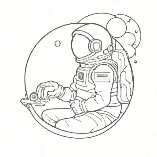 Astronaut With Heart Brain Figure