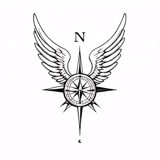 Compass Covered With Wings