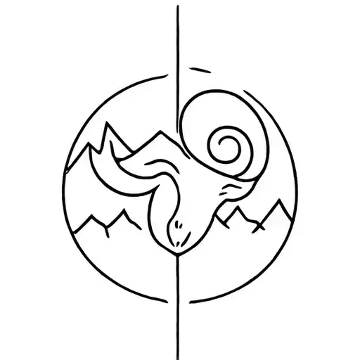 Mountains And Aries Birth Symbol Fine Line