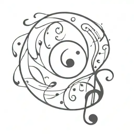 Ying Yang With Music Notes Intertwined