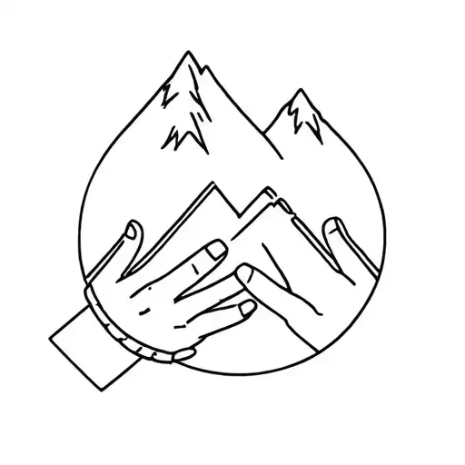 Hand And Rugby Tattoo With Mountain Representing Two Best Friends