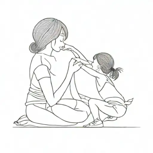 Mom And Daughter Unique Tattoo Simple