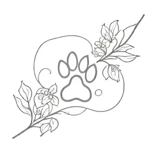 Dog Paw Print Made Of Redbud Flowers Intertwined