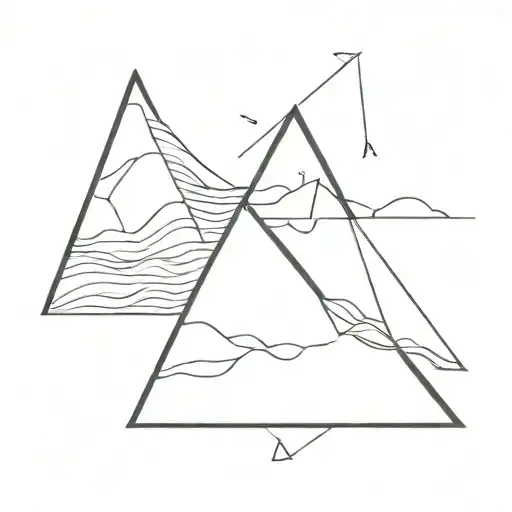 Black And White Simple Triangle Line Tattoo On The Theme Of The Sea