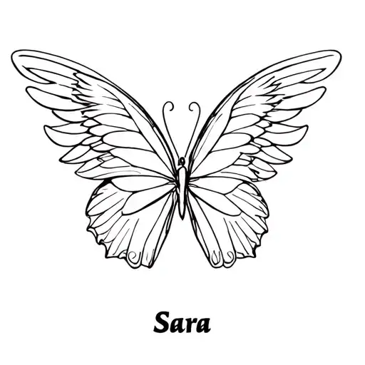 Butterfly With One Angel Wing And One Regular Wing And The Name Sara