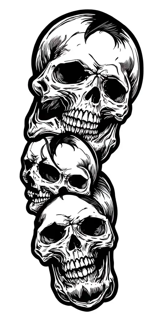 Skulls Connected Up Arm Sleeve Inspired By Randy Orton