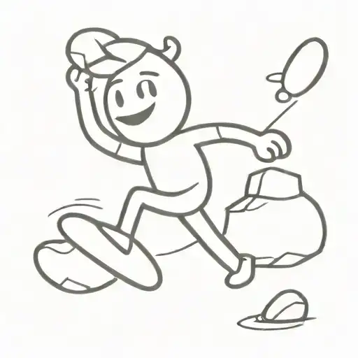 Cartoon Characte Kicking A Rock