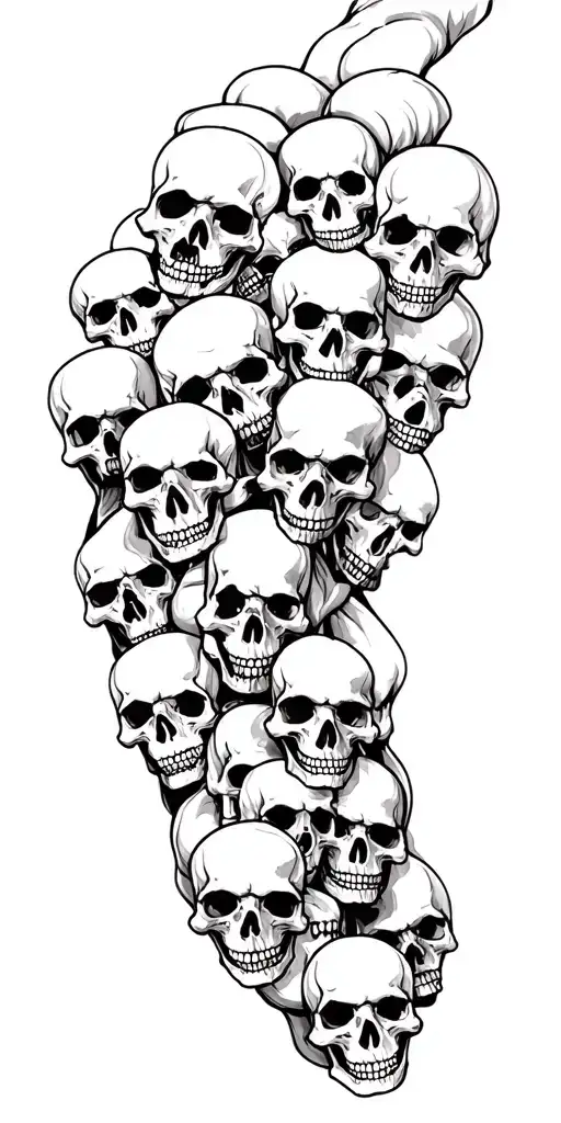 Lots Of Skulls Connected Up Arm Sleeve