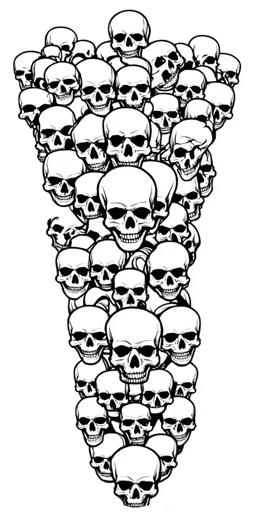 Lots Of Skulls Connected Up Arm Sleeve