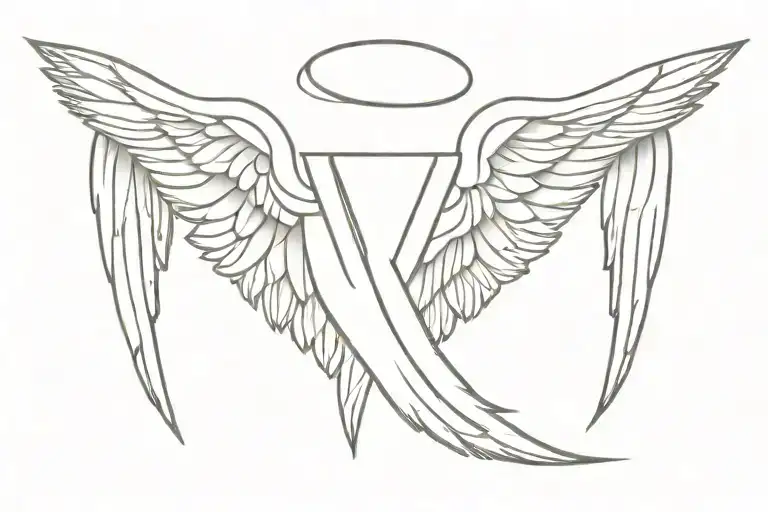Angel Wings With Letter V