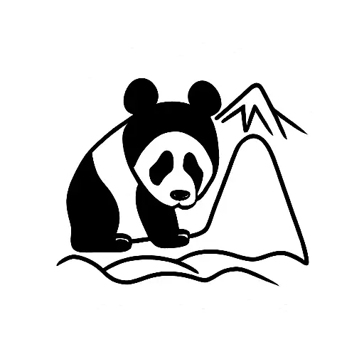 Dog With Panda Watching Mountains