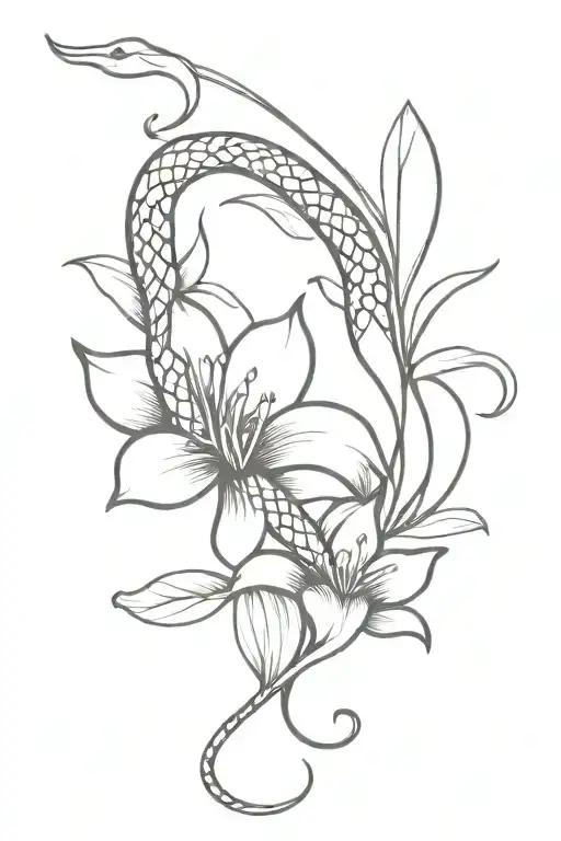Lilly Flower And Snake