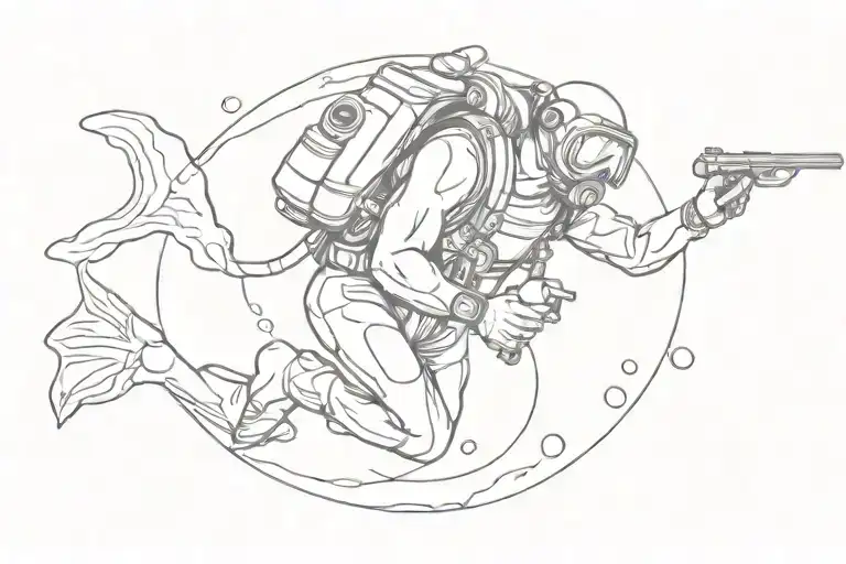 Male Scuba Diver More Horizontal To The Ocean Bottom