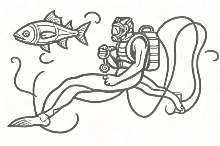 Male Scuba Diver Swimming Horizontall Alone In The Ocean With Small Tanks And Large Fins