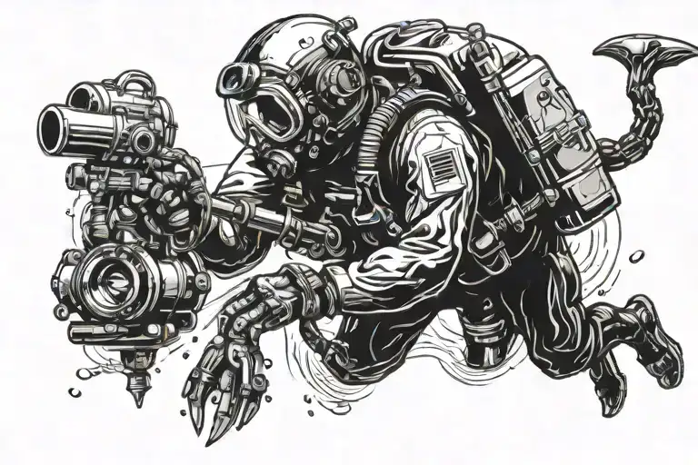 Male Scuba Diver Swimming Horizontally Alone With Small Tanks And Swim Fins