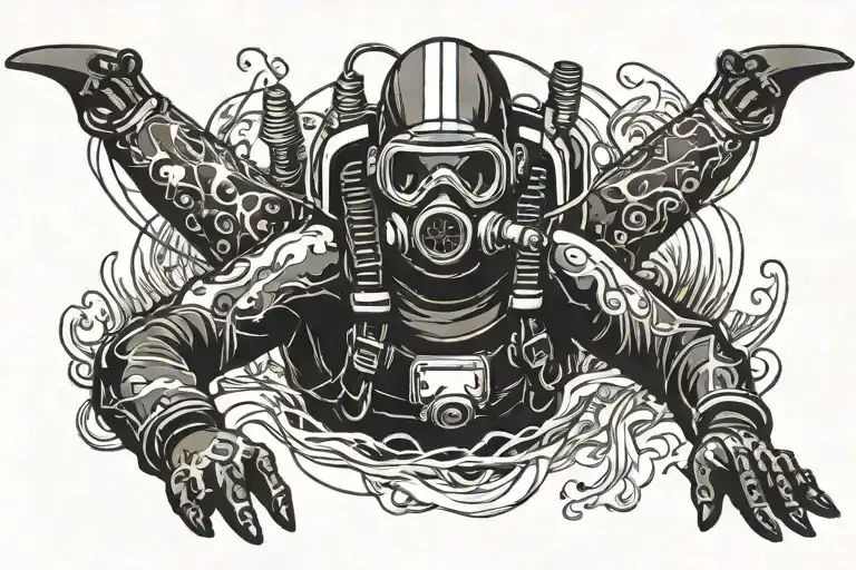 Scuba Diver With Swim Mask And Swim Fins Only Showing